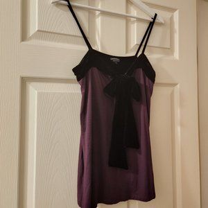 Club Monaco Plum Evening Camisole with Black Velvet Bow/Ribbon